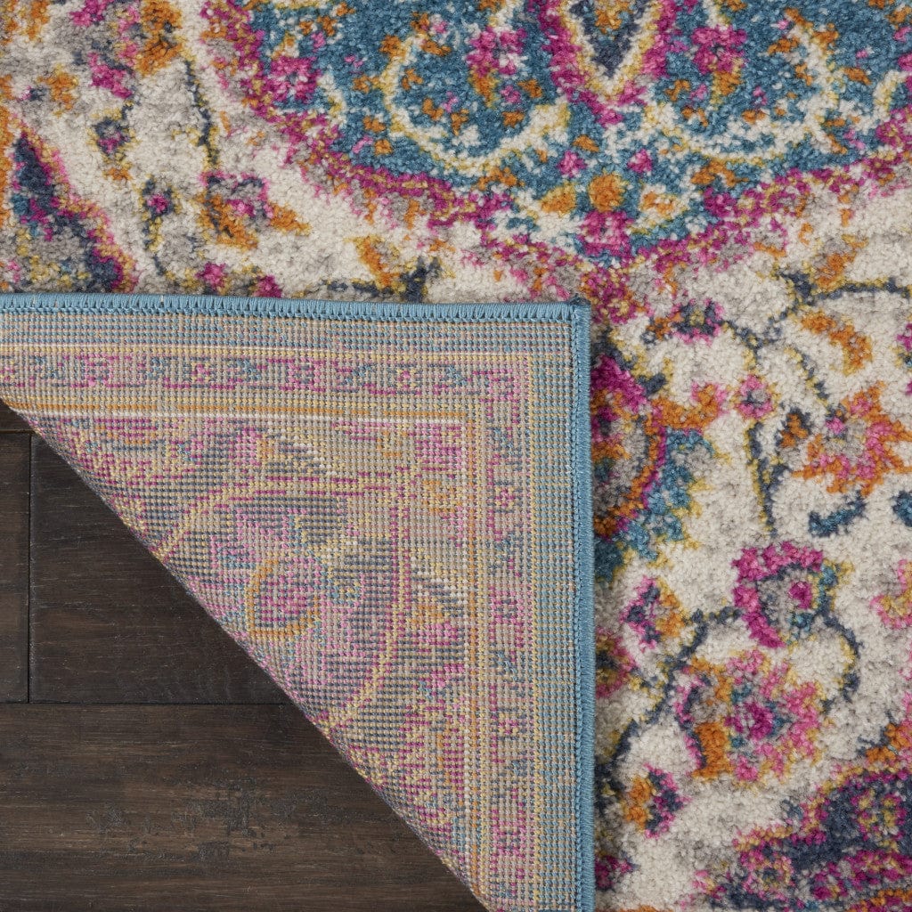 8' Pink And Green Dhurrie Runner Rug - Homeroots