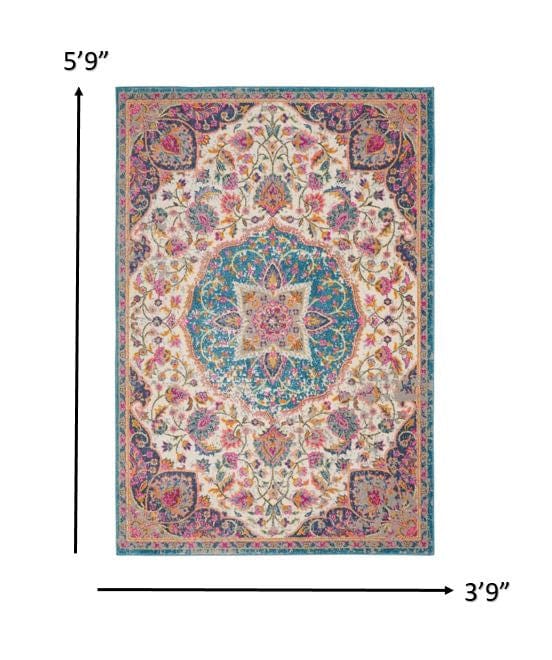 4' X 6' Pink And Green Dhurrie Area Rug - Homeroots