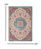 4' X 6' Pink And Green Dhurrie Area Rug - Homeroots
