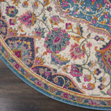 4' Pink And Green Round Dhurrie Area Rug - Homeroots