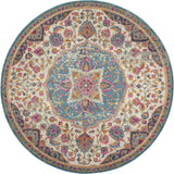 4' Pink And Green Round Dhurrie Area Rug - Homeroots