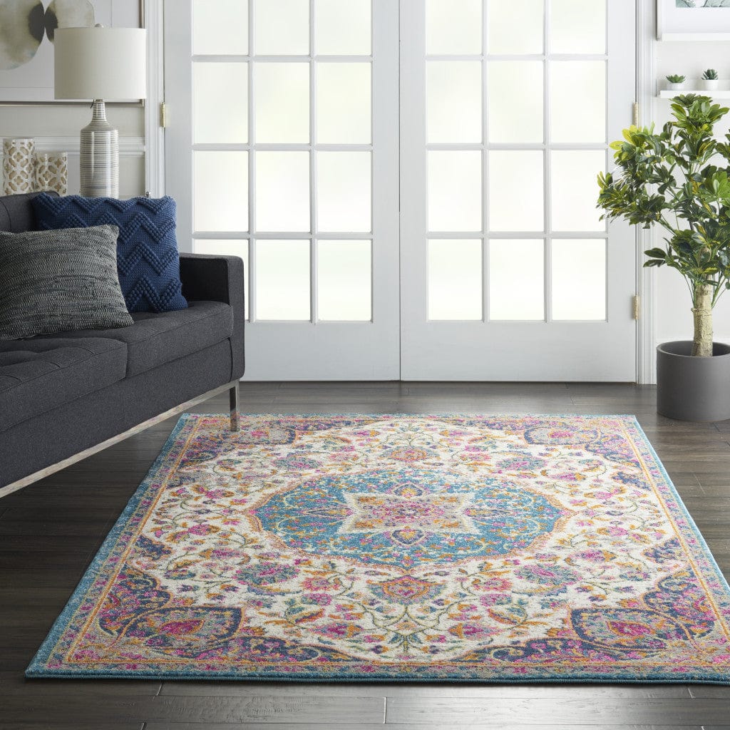 5' X 7' Pink And Green Dhurrie Area Rug - Homeroots