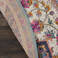 5' Pink And Green Round Dhurrie Area Rug - Homeroots
