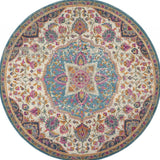 5' Pink And Green Round Dhurrie Area Rug - Homeroots