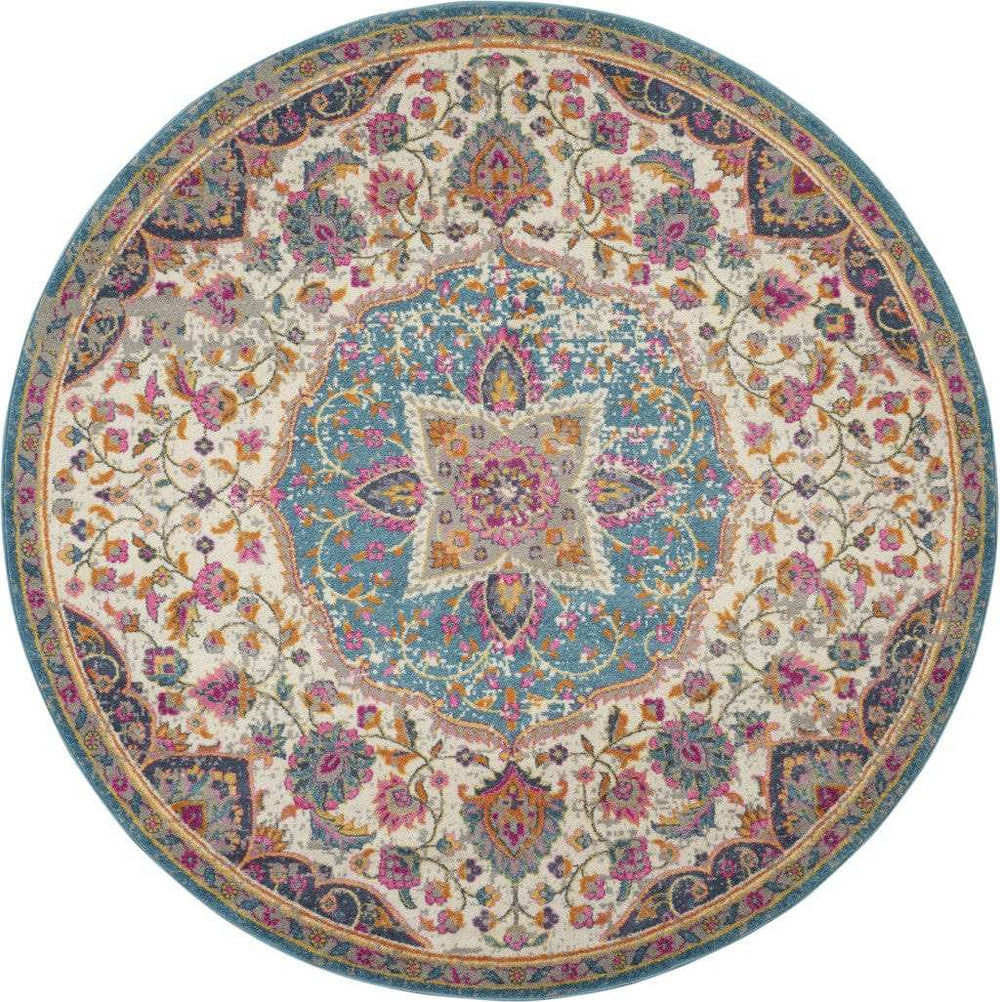 5' Pink And Green Round Dhurrie Area Rug - Homeroots - Flyclothing LLC