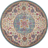 5' Pink And Green Round Dhurrie Area Rug - Homeroots