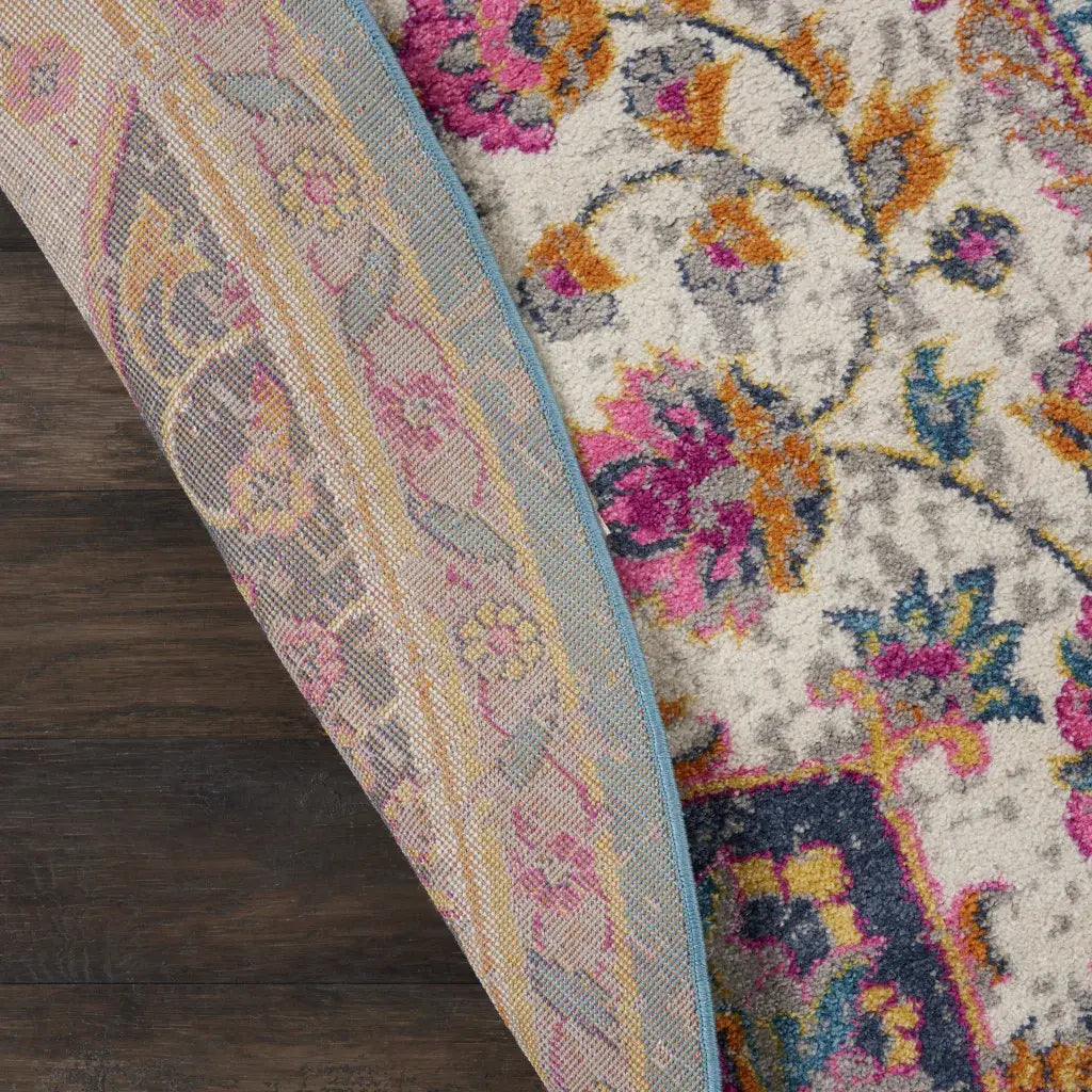 8' Pink And Green Round Dhurrie Area Rug - Homeroots - Flyclothing LLC