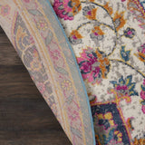 8' Pink And Green Round Dhurrie Area Rug - Homeroots