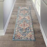 8' Blue And Ivory Power Loom Runner Rug - Homeroots - Flyclothing LLC