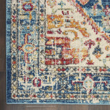 8' Blue And Ivory Power Loom Runner Rug - Homeroots