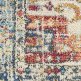 8' Blue And Ivory Power Loom Runner Rug - Homeroots