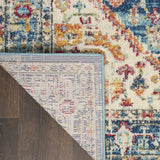 8' Blue And Ivory Power Loom Runner Rug - Homeroots