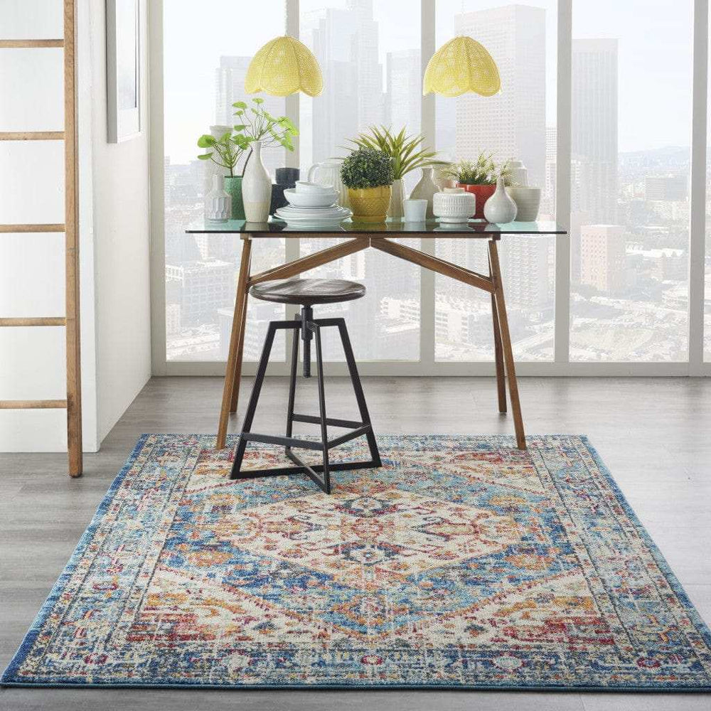 4' X 6' Blue And Ivory Power Loom Area Rug - Homeroots - Flyclothing LLC