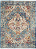4' X 6' Blue And Ivory Power Loom Area Rug - Homeroots