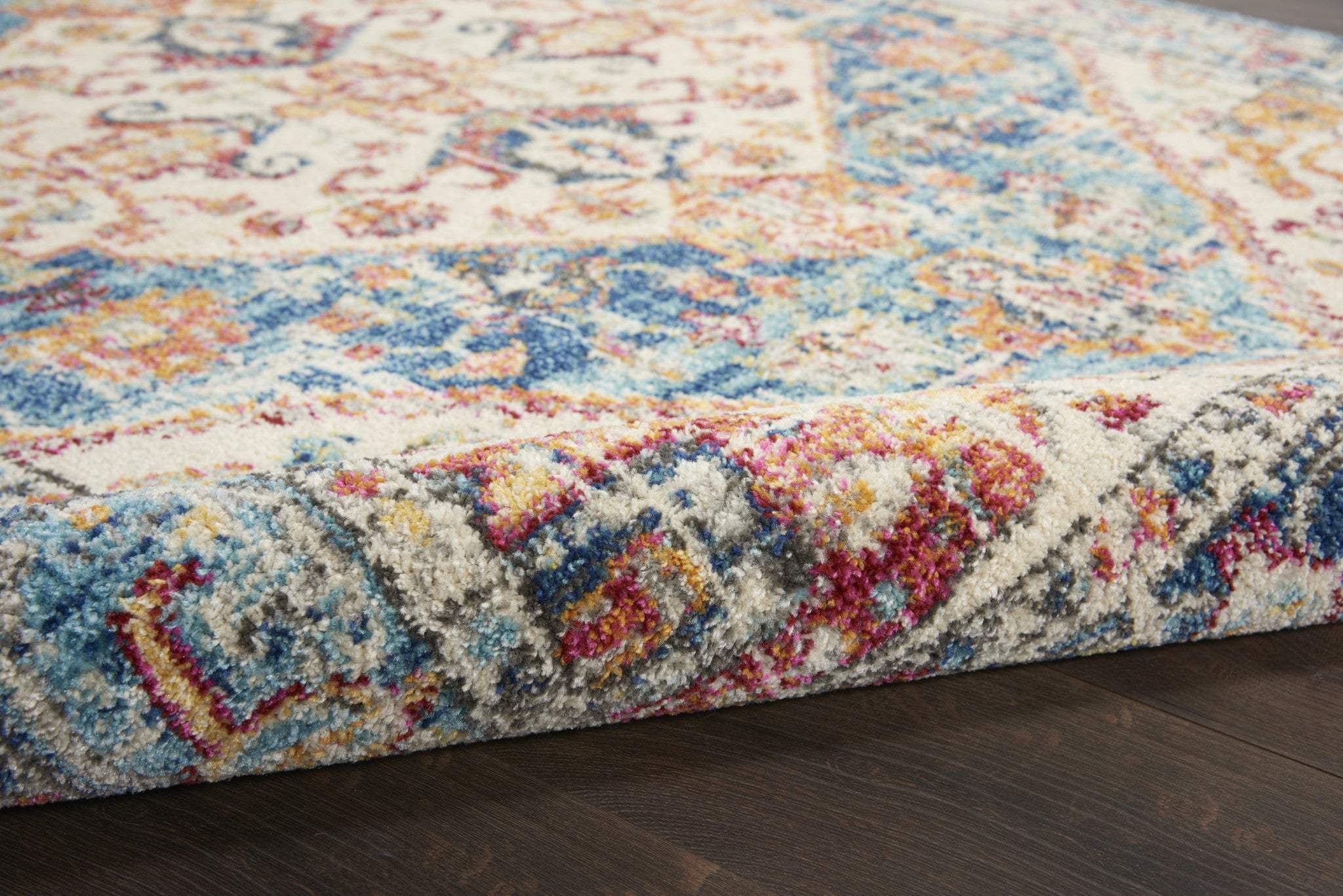 4' Blue And Ivory Round Power Loom Area Rug - Homeroots - Flyclothing LLC