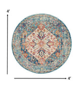 4' Blue And Ivory Round Power Loom Area Rug - Homeroots - Flyclothing LLC