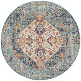 4' Blue And Ivory Round Power Loom Area Rug - Homeroots - Flyclothing LLC