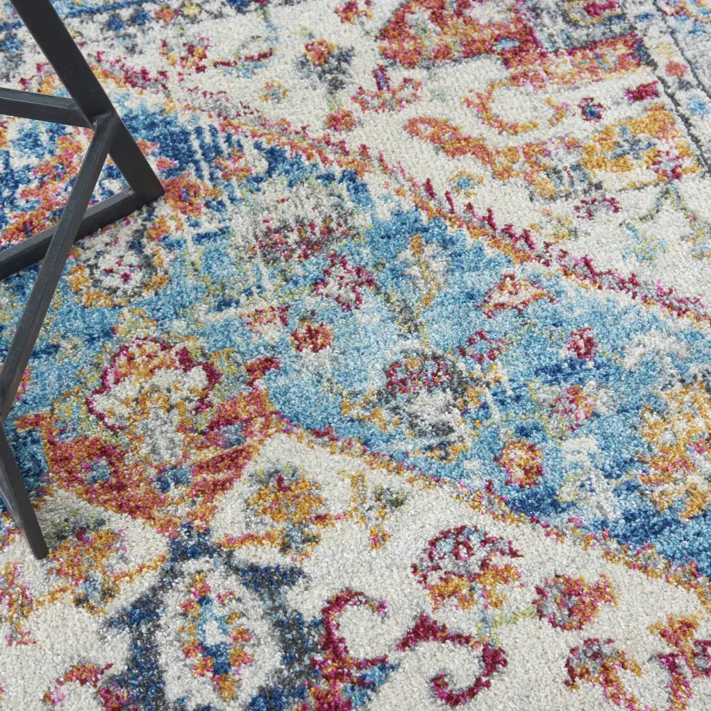 5' X 7' Blue And Ivory Power Loom Area Rug - Homeroots - Flyclothing LLC