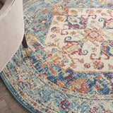 5' Blue And Ivory Round Power Loom Area Rug - Homeroots - Flyclothing LLC