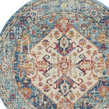 5' Blue And Ivory Round Power Loom Area Rug - Homeroots