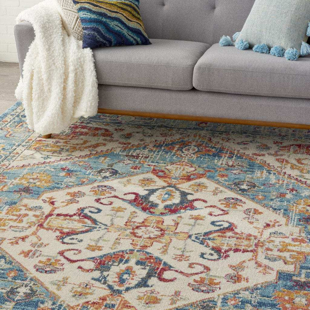 7' X 10' Blue And Ivory Power Loom Area Rug - Homeroots - Flyclothing LLC
