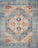 7' X 10' Blue And Ivory Power Loom Area Rug - Homeroots
