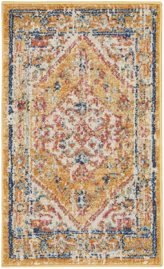 2' X 3' Yellow And Ivory Dhurrie Area Rug - Homeroots