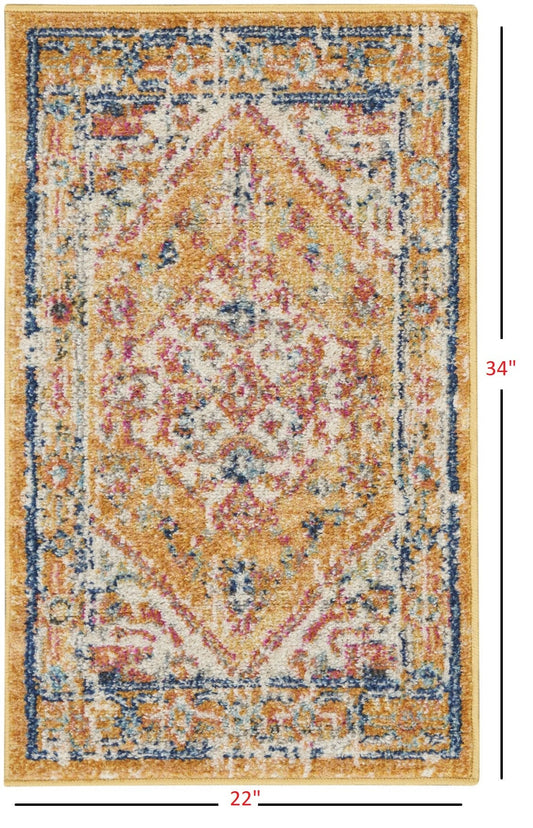 2' X 3' Yellow And Ivory Dhurrie Area Rug - Homeroots