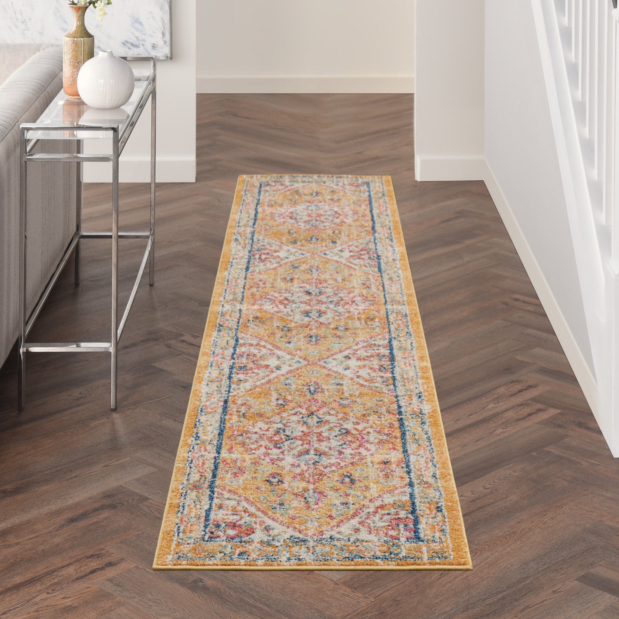 10' Yellow And Ivory Dhurrie Runner Rug - Homeroots