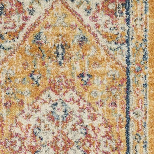 10' Yellow And Ivory Dhurrie Runner Rug - Homeroots