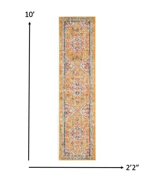 10' Yellow And Ivory Dhurrie Runner Rug - Homeroots