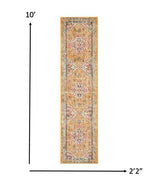 10' Yellow And Ivory Dhurrie Runner Rug - Homeroots - Flyclothing LLC