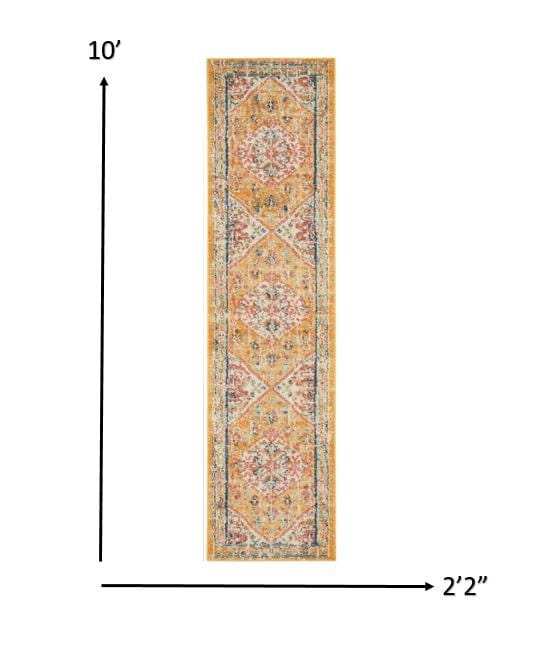 10' Yellow And Ivory Dhurrie Runner Rug - Homeroots - Flyclothing LLC