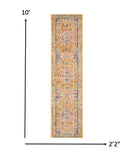 10' Yellow And Ivory Dhurrie Runner Rug - Homeroots