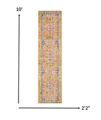 10' Yellow And Ivory Dhurrie Runner Rug - Homeroots