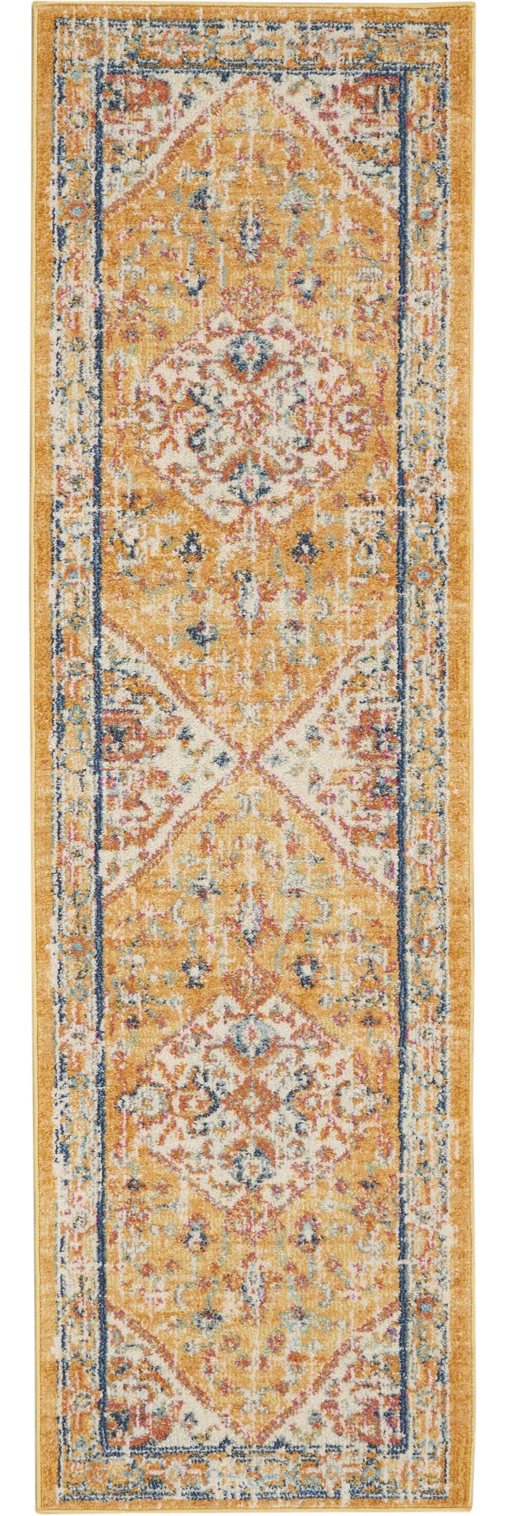 8' Yellow And Ivory Dhurrie Runner Rug - Homeroots
