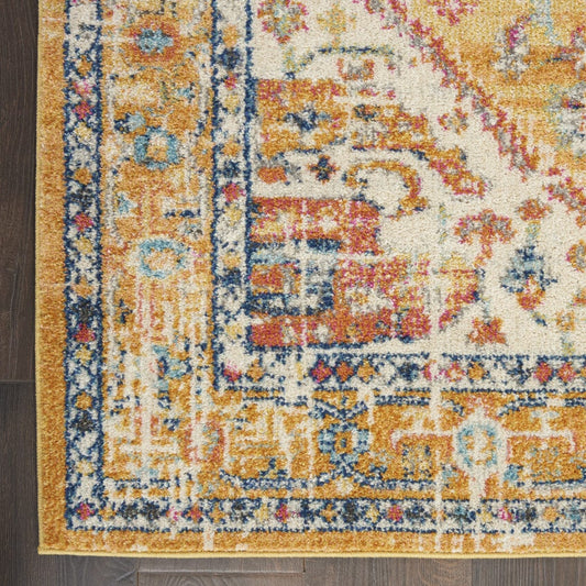 8' Yellow And Ivory Dhurrie Runner Rug - Homeroots