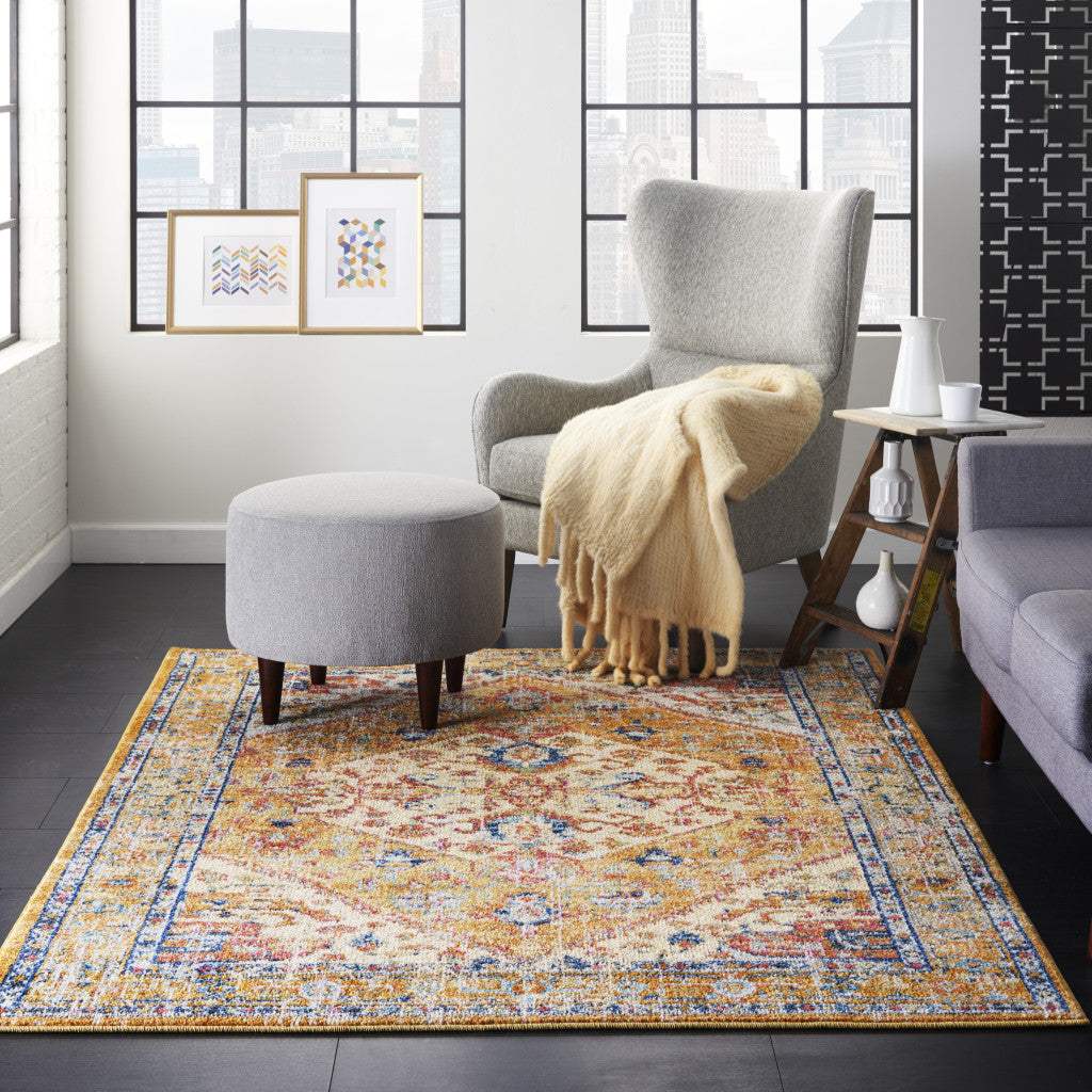 4' X 6' Yellow And Ivory Dhurrie Area Rug - Homeroots - Flyclothing LLC
