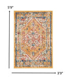 4' X 6' Yellow And Ivory Dhurrie Area Rug - Homeroots