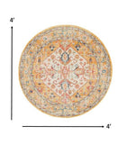 4' Yellow And Ivory Round Dhurrie Area Rug - Homeroots