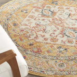 5' Yellow and Ivory Round Floral Medallion Shag Area Rug - Homeroots - Flyclothing LLC
