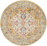 5' Yellow and Ivory Round Floral Medallion Shag Area Rug - Homeroots - Flyclothing LLC