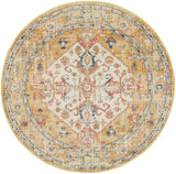 5' Yellow and Ivory Round Floral Medallion Shag Area Rug - Homeroots - Flyclothing LLC