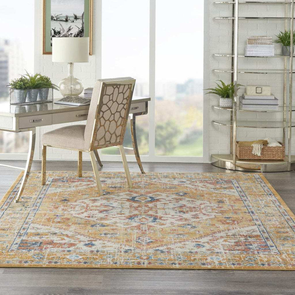 7' X 10' Yellow And Ivory Dhurrie Area Rug - Homeroots - Flyclothing LLC