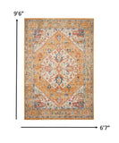 7' X 10' Yellow And Ivory Dhurrie Area Rug - Homeroots