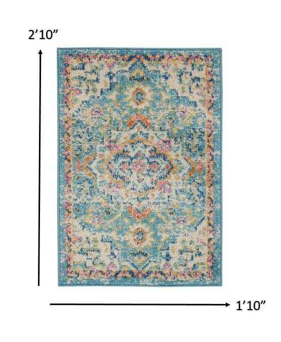 2' X 3' Blue And Ivory Dhurrie Area Rug - Homeroots - Flyclothing LLC