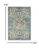 2' X 3' Blue And Ivory Dhurrie Area Rug - Homeroots