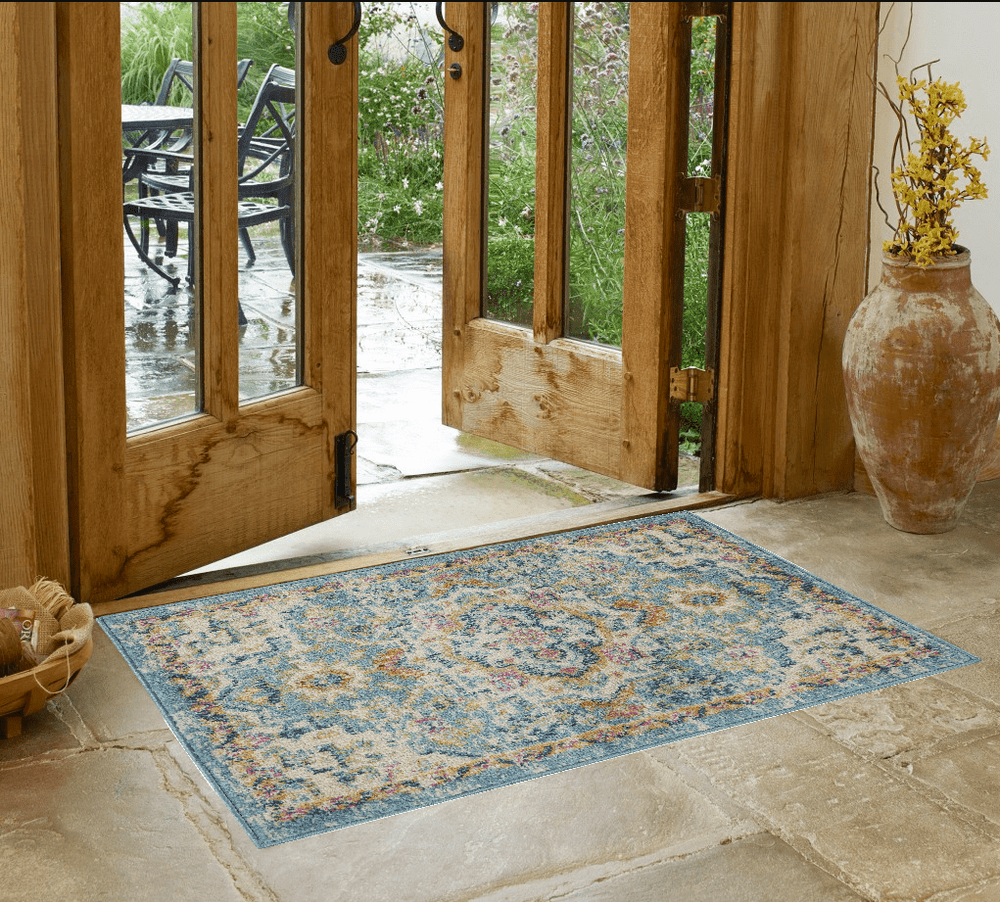 2' X 3' Blue And Ivory Dhurrie Area Rug - Homeroots