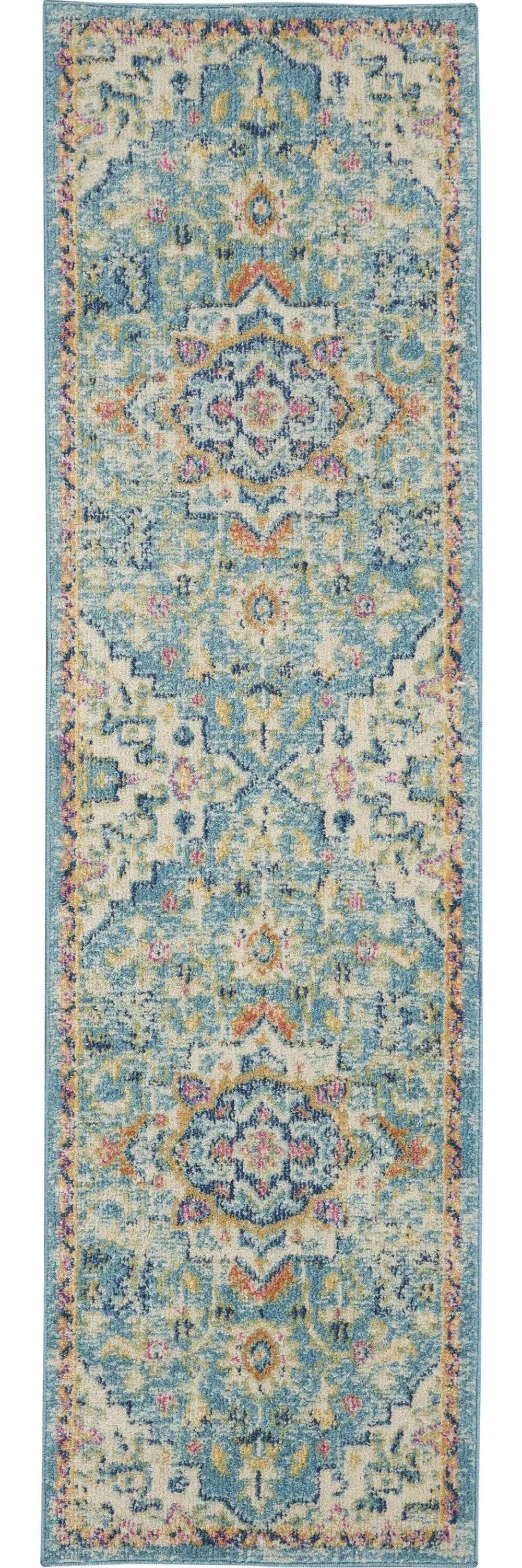 6' Blue And Ivory Dhurrie Runner Rug - Homeroots - Flyclothing LLC
