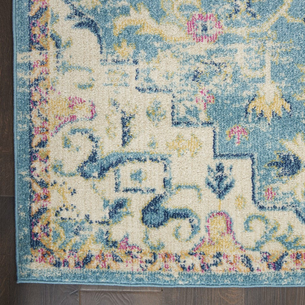 8' Blue And Ivory Dhurrie Runner Rug - Homeroots